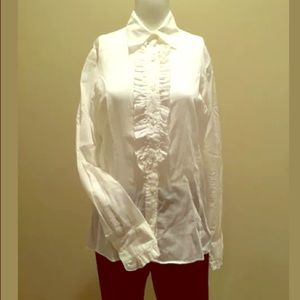 Burberry London Ruffle Buttondown Blouse Cotton